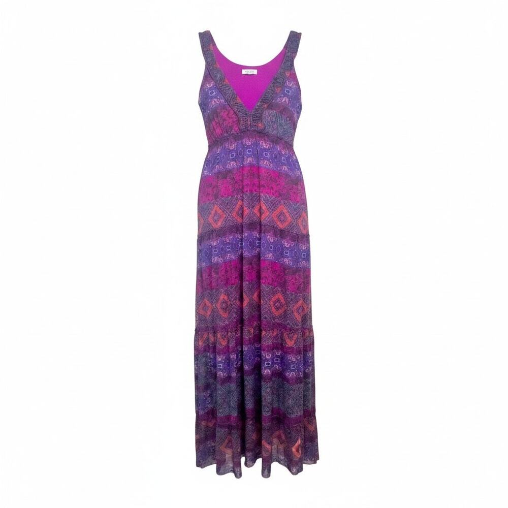 Anthropologie Weston Women's Size S Rubis Maxi Dress Tribal Print Sleeveless